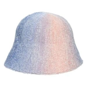 NWT The Accessory Collective Blue Ombre Fluffy Knit Bucket Hat Wool Blend OS